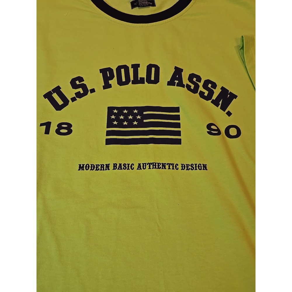 US Polo Assn. T-Shirt Mens Neon‎ Green 2XL Brand New with Tags 100% Cotton NWT - Picture 6 of 12